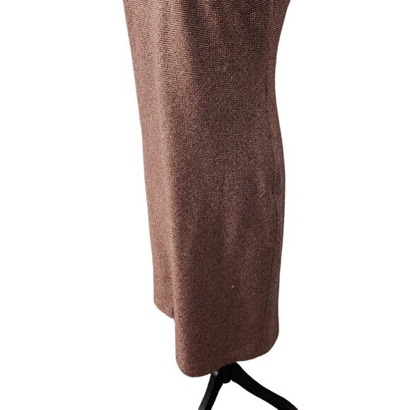 Ann Taylor LOFT Dress Size 2 Herringbone Jumper Sleeveless Wine Cream Lined - Picture 6 of 10